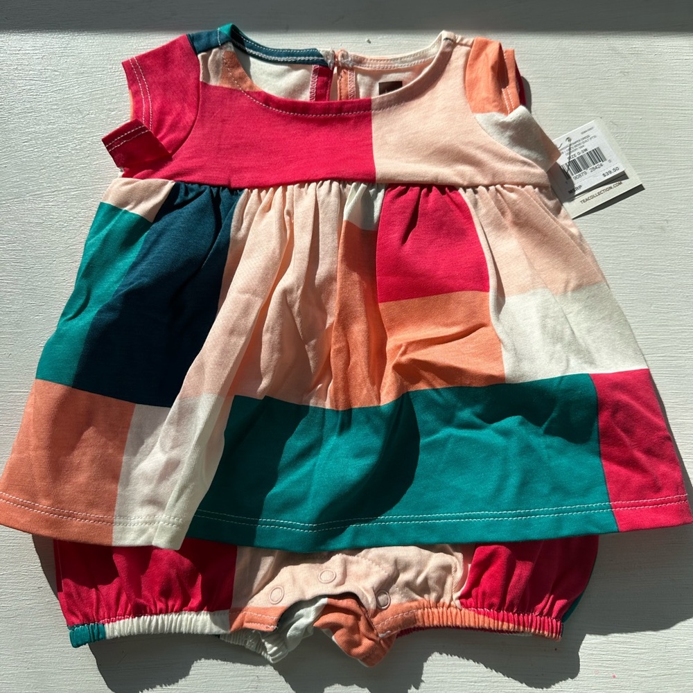 NWT tea collection infant baby girl dress / romper.